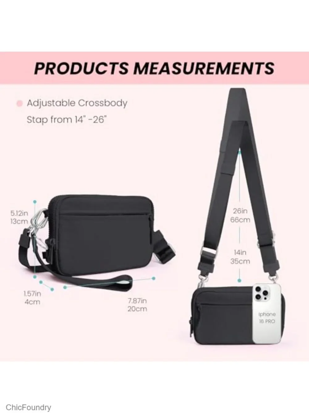 RFID Wristlet Crossbody Purse with Anti-Theft Lock, Nylon 2-in-1 Wallet